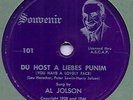 AL JOLSON private label 78 Yiddish LIEBES PUNIM Souvenir 101 1951 Harry Jolson