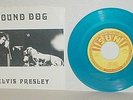 ELVIS PRESLEY 45 Record w/ PS SUN blue colored vinyl HOUND DOG Want You Love You