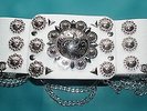 ELVIS STYLE STUNNING POWDER BLUE CONCERT BELT, WOW ALL SILVER TRIMMINGS