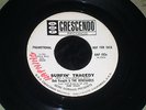 Bob Vaught & The Renegades 45 GNP CRESCENDO 193 Surfin Tradedy PROMO 1963 SURF