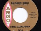 Mod Popcorn Jazz 45 LOREZ ALEXANDRIA Baltimore Oriole/Mother Earth HEAR ARGO
