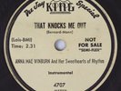 HEAR Jump Blues 78 rpm ANNA MAE WINBURN That Knocks Me Out KING 4707