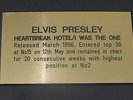 ELVIS PRESLEY - HEARTBREAK HOTEL / I WAS THE ONE-Gold Metallic Engraved Plaque
