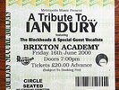 IAN DURY TRIBUTE CONCERT TICKET BLOCKHEADS MADNESS Robbie Williams LONDON 2000