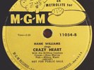 PROMO COUNTRY 78 / HANK WILLIAMS / CRAZY HEART / LONESOME WHISTLE / MGM 11054