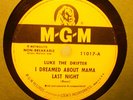 LUKE THE DRIFTER 78 HANK WILLIAMS I Dreamed About Mama/Been dow that road before
