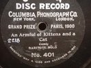 78 RPM Arthur Collins COLUMBIA An Armful Of Kittens and A Cat  c. 1902