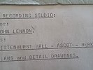 JOHN LENNON - Architectural Plans For  Recording Studio - TITTENHURST - 1969