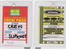 SLIPKNOT Reading Festival Gig On The Green 2002 Backstage Pass - Artist Laminate