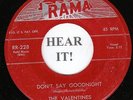 The Valentines DOO WOP 45 (Rama 228) Don't Say Goodnight/ I Cried Oh, Oh