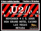 U2 live concert MGM Las Vegas Nevada 4 and 5 November 2005 A4 size poster print