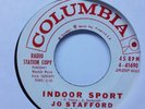 Jo Stafford Indoor Sport / Candy COLUMBIA 45 Vinyl Record 63v