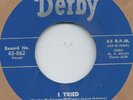 THE FOUR FELLOWS I TRIED b/w BEND OF THE RIVER RARE DERBY DOO WOP 45 EX