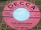 Rare  Judy Garland OVER THE RAINBOW Decca Promo 45 rpm record NM NICE unplayed