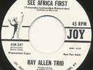 RAY ALLEN TRIO on Joy —SEE AFRICA FIRST— mod r&b exotica popcorn 45 PROMO LISTEN