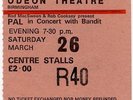 PAL Bandit Paice Ashton Lord Deep Purple Odeon Theatre Birmingham 26/3/77 Ticket