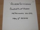 PROPHETS OF DOOM: Access to wisdom LP White Label Test Press rare w/ Insert