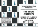 THE BLOW MONKEYS used ticket - Lundi 26 mai 86 - Elysée Montmartre - Paris