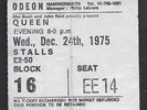 QUEEN  : A Night At The Opera 1975 Hammersmith Odeon UK Tour Concert Ticket Stub