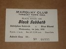 Black Sabbath 1970 Concert Ticket