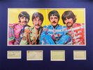 THE BEATLES autographs framed with Sgt Peppers album cover - signed John Lennon
