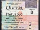 Queen Concert Ticket 1986 Wembley Stadium Magic Tour Freddie Mercury Status Quo