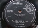THE BEATLES ALL YOU NEED IS LOVE SOLID CENTER UK 67' 1st Press No TV Credit Ex+