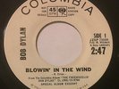 BOB DYLAN Blowin In The Wind/Don't Think Twice It's 45 Columbia wlp promo hear