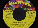 LEROY HUTSON: All Because Of You / Mono 45 (dj, 70s Modern Soul 2-Step, drum br