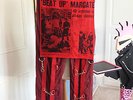 Original Vintage Punk Void Red Bondage Trousers and rare printed bum flap.