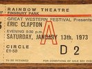 ERIC CLAPTON ORIGINAL THE RAINBOW FINSBURY PARK TICKET STUB 13 JAN 1973