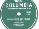 Rare 1959 JACQUES BREL French/Belgian 78 RPM Record. Quand on n'a que l'amour