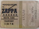Frank Zappa - Original Signed Concert Ticket Stub, Austin