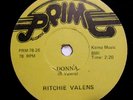 DONNA and LA BAMBA Ritchie Valens 78rpm Prime Jukebox Record Vinyl Unplayed