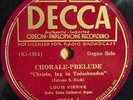 LOUIS VIERNE Notre Dane Cat. Organ Bach Two Choral Preludes US DECCA 78rpm MINT