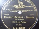Pablo de SARASATE Gramophone G&T Miramar (Zortzico)   VIOLIN 78 RPM G.C. 37934