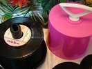 1960's HOT PINK Disk-G0-Case plus (62) 45-rpm Records - ALL 45's LISTED.
