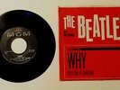 THE BEATLES WITH TONY SHERIDAN 45 RPM - WHY - CRY FOR A SHADOW - USED MGM K13227