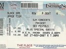 Sex Pistols unused ticket from 2007 tour MEN Arena *MINT*