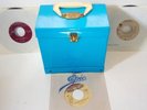 Vintage Vidtronic 45 RPM Record case w/latch--Bright blue--includes bonus 45's