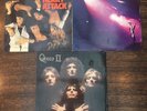 3 vintage Queen LPs first LP, Queen II, Sheer Heart Attack, very good condition.