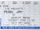PEARL JAM - Live, Concert Ticket Stub, Wembley Arena, UK 30-05-2000