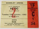 AC/DC - Live, Concert Ticket Stub, Wembley Arena, London UK 19-10-1982 FRONT ROW