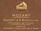 SCHNABEL & ONNOU & PREVOST & MAAS  - Mozart: Quartet in G Minor K.478 78RPM A291
