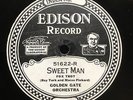  JAZZ: GOLDEN GATE ORCHESTRA - ‘SWEET MAN ‘ EDISON DIAMOND DISC - ROLLINI ETC