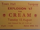 Cream Eric Clapton Original Used Concert Ticket Town Hall Torquay 1967