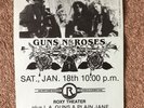 Original rare Guns N' Roses flyer Saturday 18th January 1986 at the Roxy Theater