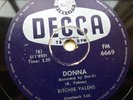 Ritchie Valens La Bamba/Donna DECCA South Africa 78 VG/VG 1958 Rare