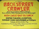 FREE BACK STREET CRAWLER SUNDAY 23rd NOVEMBER LIVERPOOL UK 1975 CONCERT POSTER