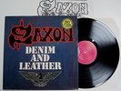 SAXON - DENIM AND LEATHER LP VINYL EX+/NR MINT UK 1st Press Rare Merch Insert